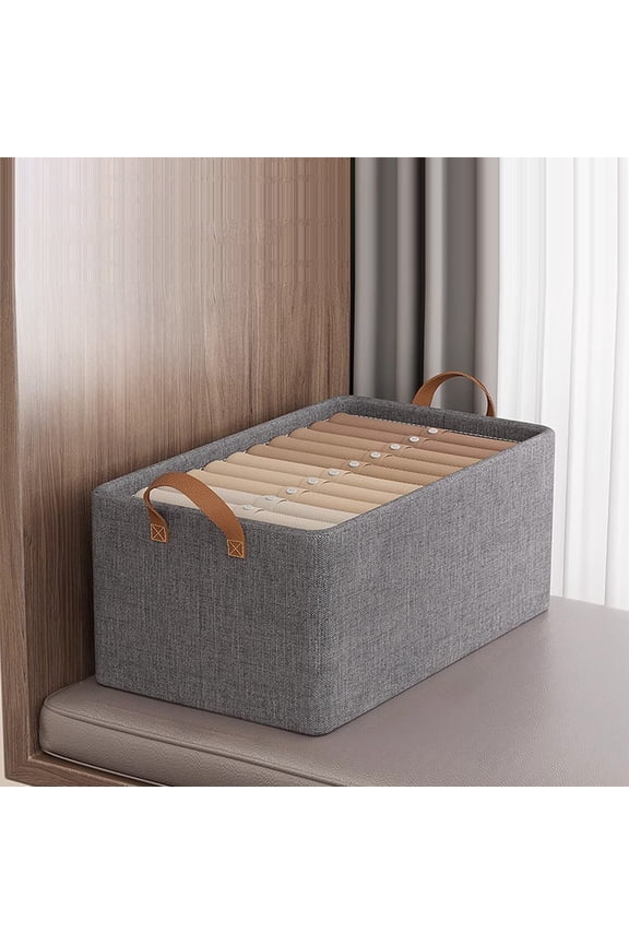 Cloth Storage Box with Compartments and Portable Handle - Storage Organizer for Clothes, Denim Pants, Hoodies, Underwear for Bedroom, Office, Home