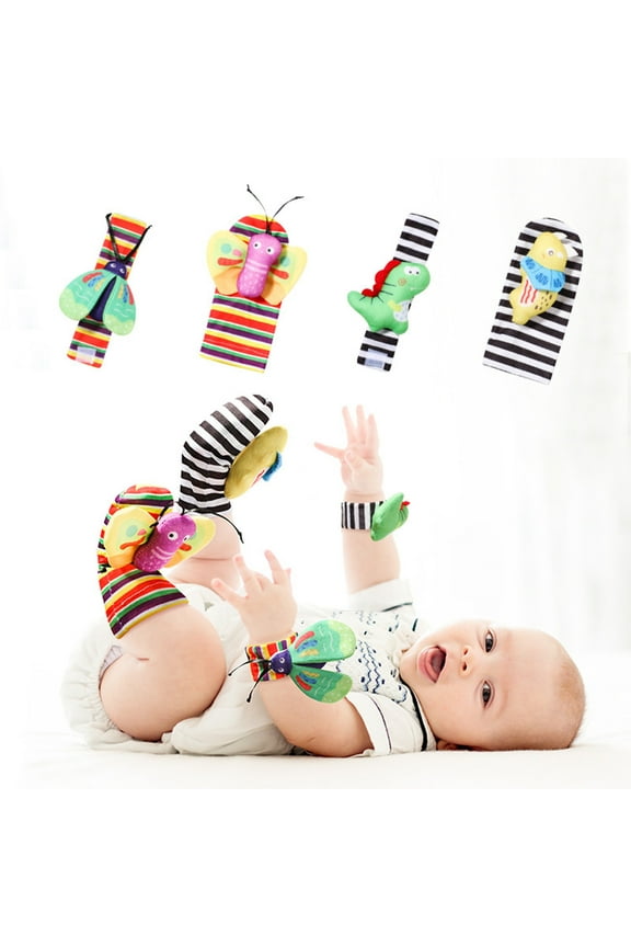 Cloth Wrist Rattle Socks Soothing Set - Multicolor Interactive Early Development Toys with Soft Fabric for Soothing Playtime Experience Gift Idea