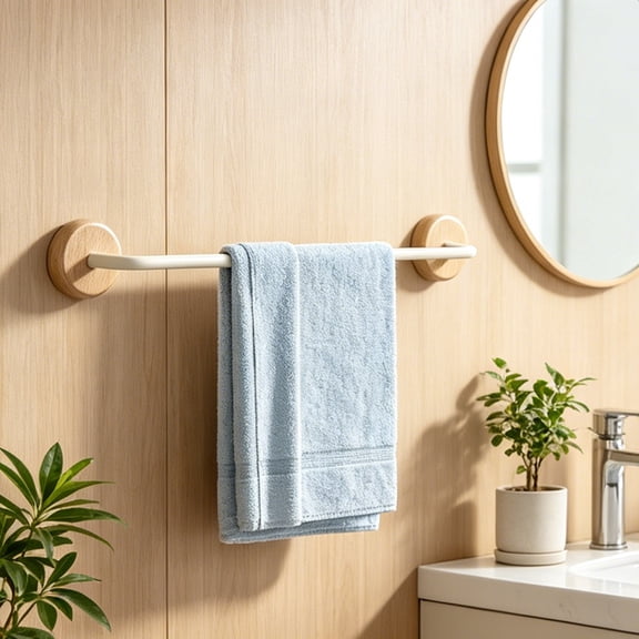 Cevemin Cream Style Single Towel Hanging Pole Bathroom Sink Pole Non Perforated Iron Wall Towel Storage Rack 11.81 Inch for Bathroom Sink Wall Storage