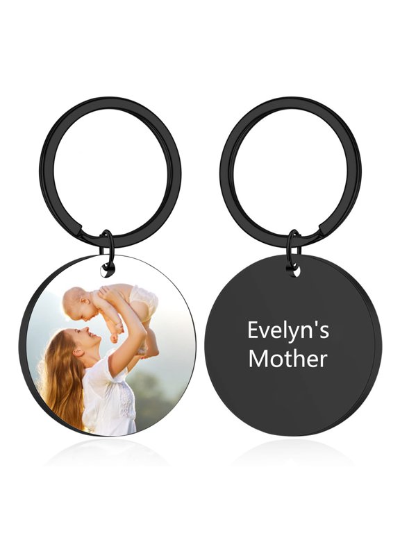 Custom Personalized Keychain with Picture and Text - Stainless Steel Engraved Key Chain for Men, Women, Gifts for Holidays and Special Occasions