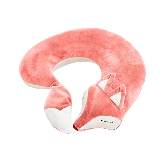 Cevemin Cute Fox Anime Design U-Shaped Cervical Support Pillow - Skin-Friendly Cotton Plush Neck Pillow for Office, Travel, Home Use, Adults and Kids (Pink, 11.8 Inches)