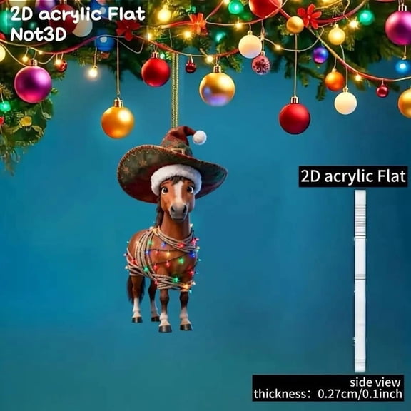 Cevemin Cute Wizard Hat Ponys Acrylic Flat Pendant Car Mirror Hanging Ornament - Whimsical Holiday Home Decoration for Christmas Tree Xmas Party Decor