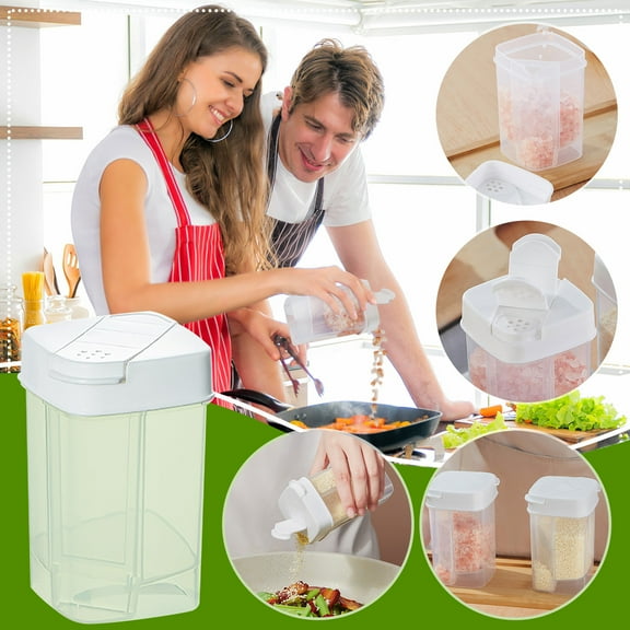 Cevemin Double-Opened Transparent Quantitative Seasoning Jar - Food-Grade Sealed Spice Container with 5g Measurement for Kitchen Cooking, Powdered Beverages, and Washing Powder Storage