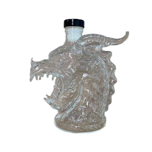 Cevemin Dragon Head Whiskey Bottle With Spout - High Borosilicate Glass, Leak-Proof Black Cap, Textured Scales, Chinese Cultural Symbol Gift (Color May Vary)