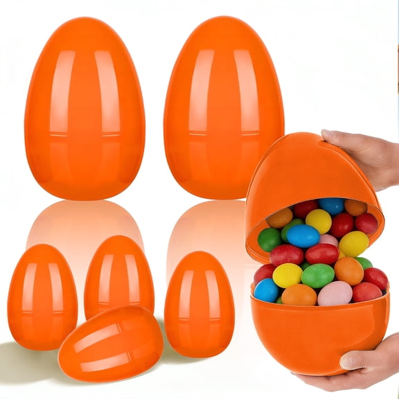 Cevemin Easter 11.8 Inch Plastic Open Top Egg with Hinge - Multi-Color Decorative Egg for Easter Party Gift Basket Filler and Home Decoration