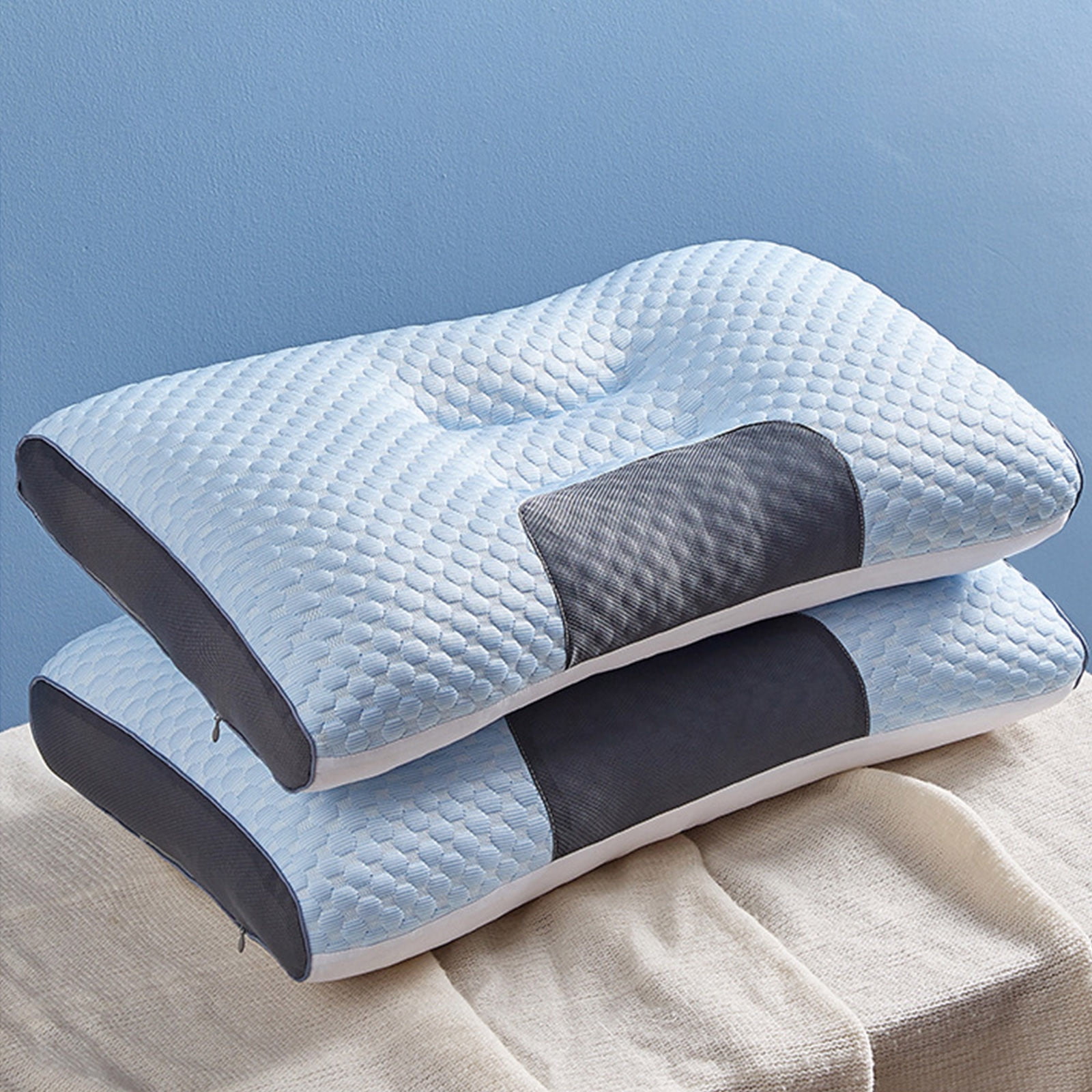Cevemin Ergonomic Cervical Support Ice Silk Cooling Pillow for Adults - Breathable Orthopedic Neck Pain Relief, Eco-Friendly & Hypoallergenic for Home, Dorm, Office