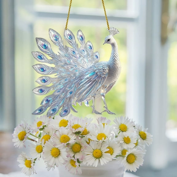 Cevemin Exquisite Peacock Acrylic Hanging Ornament - Durable 3mm Thickened with Vivid Double-Sided Print, Perfect for Christmas Tree Decor, Car Mirror & Elegant Home Decoration, Reusable Gift Idea