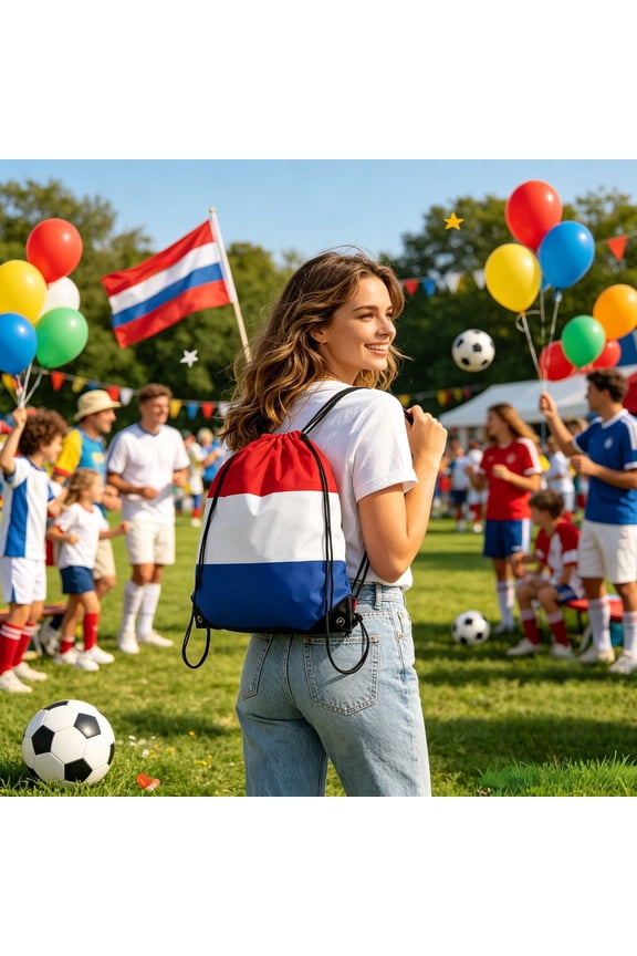 Flag Drawstring Backpack with Teams Print - Nylon Sports Sackpack Measuring 15.74x12.59 Inches Ideal For Soccer Fans Football Matches Daily Use Gym Travel