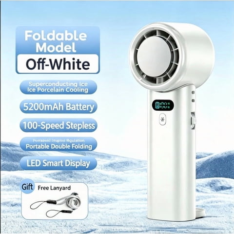 Cevemin Foldable Neck Hang USB-C Mini Handheld Fan, Semiconductor Ice Cold Compress Portable Cooling Fan 3 Ways Use Black White for Outdoor Commute Makeup