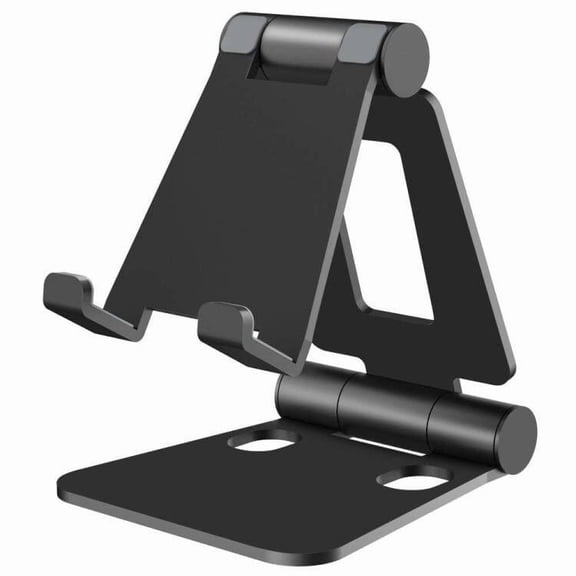 Cevemin Foldable Portable Tablet Stand Holder with Adjustable Angle - Metal Stents Phone Bracket Compatible with Tablets & Smartphones, Black Polyester (11'' x 8'')