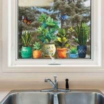 Cevemin Fresh Tropical Wall Stickers - Self-Adhesive Removable PVC Decor for Living Room, Bedroom, Porch - DIY Home Wall Decoration with Butterfly & Botanical Design