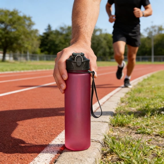 Cevemin Frosted Sports Water Bottle 750ml, 1-Piece Plastic Water Bottle - Solid Color Frosted Drink Bottle with One-Hand Press Open Lid, Spill-Proof Design for Travel, Workouts, Outdoor Activities