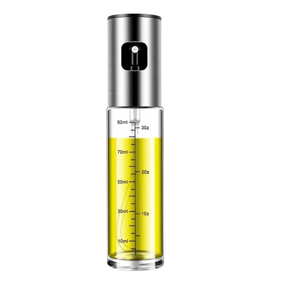 Cevemin Glass and Stainless Steel Oil Spray Bottle - Oil Control Sprayer for Cooking, Grilling, Baking, Hot Air Fryer, and Kitchen Use