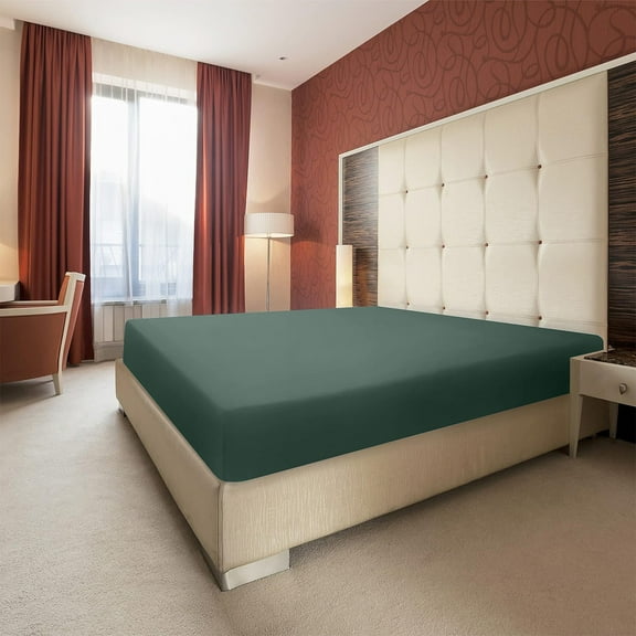 Cevemin Green All-Inclusive Non-Slip Fitted Sheet - 54.3x74.8x11.8 Inches Elastic Bed Cover with Mattress Protection