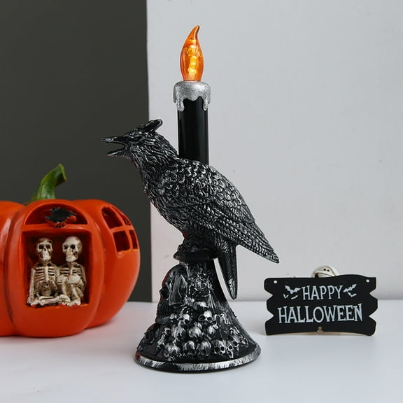 Cevemin Halloween Crow Light, LED Electronic Light Candle Light Ghost Festival Horror Decoration Props Night Light for Indoor Outdoor