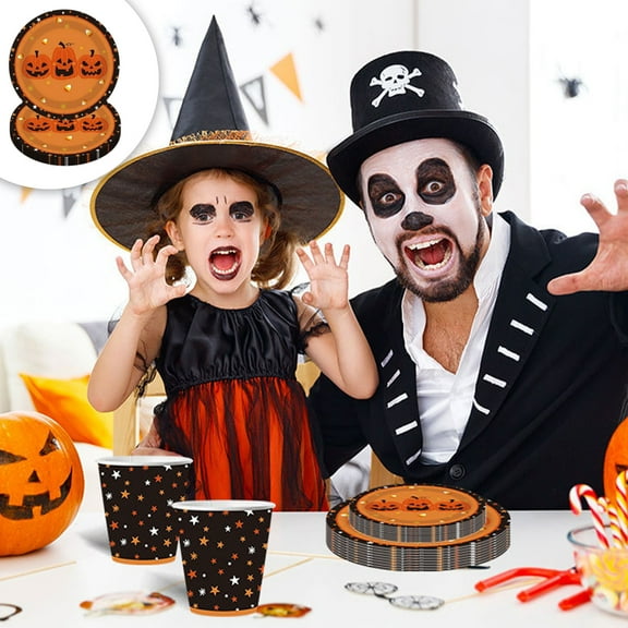 Cevemin Halloween Pumpkin Disposable Plates 10-Pack – 9 Inch Durable Paper Plates for Party, Thanksgiving, Dinner Decorations