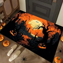Cevemin Halloween Thanksgiving Pumpkin Floor Mat - Soft Polyester Decorative Rug for Entryway, Bathroom, Kitchen | 40x60cm Holiday Home Decor Gift, Easy Clean & Machine Washable