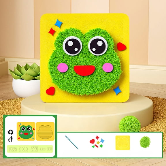 Cevemin Handcrafted Sew Yarn Embroidery Art Materials - Creative Cartoon DIY Craft Kit 7.87x7.87 Inches for Home Decoration and Gift Making