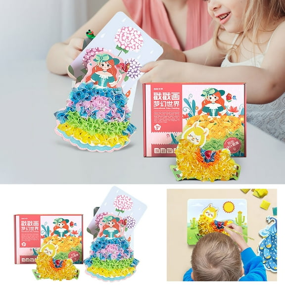 Cevemin Handdrawn Puncture Painting Fabric Art Kit - Creative DIY Craft Set for Enhancing Motor Skills and Family Bonding