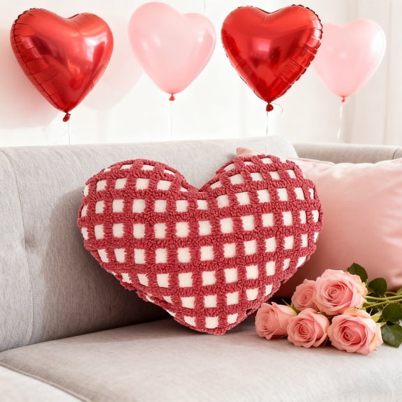 Cevemin Heart Shaped Pillow - Soft Polyester Valentines Day Decoration Pillow for Sofa Living Room Bedroom