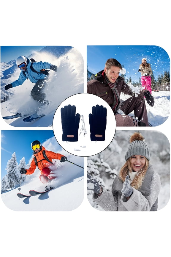 Heated Finger Gloves - Winter Warm Full Finger Heating Gloves Knitted Material for Cold Weather Outdoor Protection