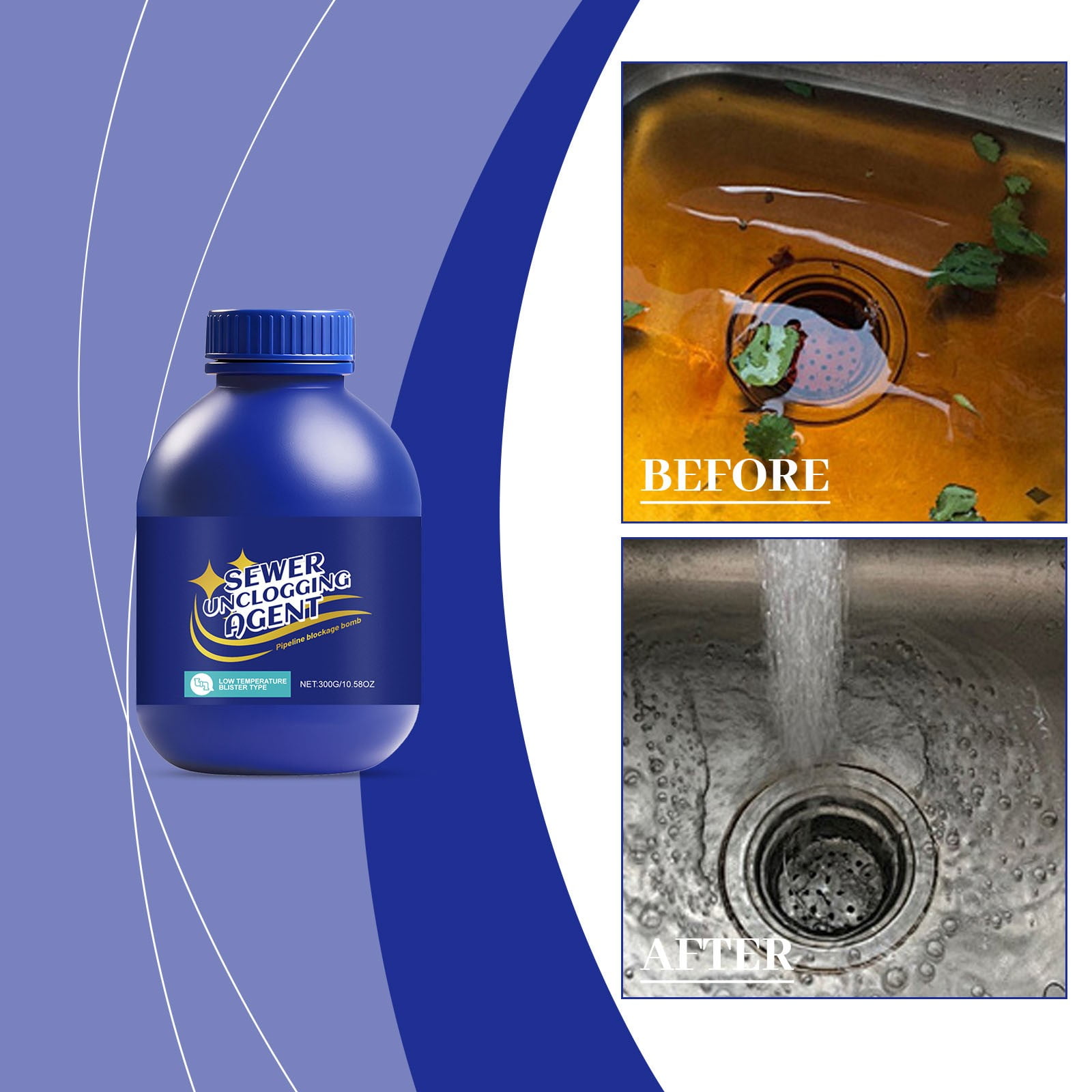 Cevemin Heavy-Duty Pipe Declogger & Drain Cleaner for Kitchen Sinks ...