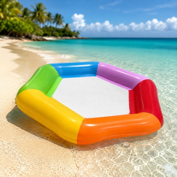 Cevemin Hexagonal Inflatable Pool Floating Bed - Color Mesh Water Floating Chair for Swimming Pool and Beach