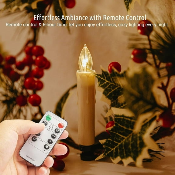 Cevemin LED Electronic Candle Light with Remote Control - Battery Operated Flameless Candles with Clips for Christmas Tree, Holiday Party, Birthday Home Decorations