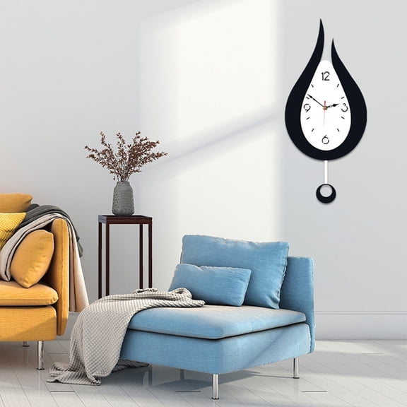 Cevemin Large Modern Sway Wall Clock - Acrylic Water Drop Silent Clock for Home Bedroom Kitchen Office Decor, 20.4 x 9.4 Inches
