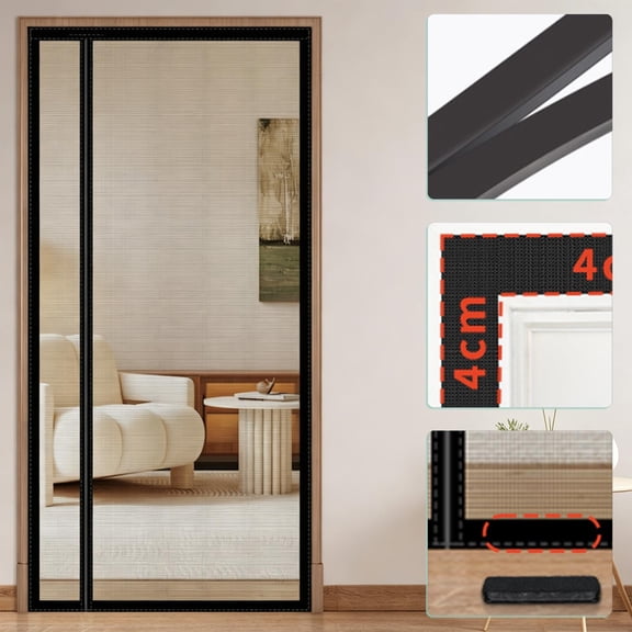 Cevemin Magnetic Screen Door - Heavy Duty Mesh Door Curtain Invisible Mosquito Net Side Sliding Door with Seamless Automatic Closure for Patio Front Back Doors