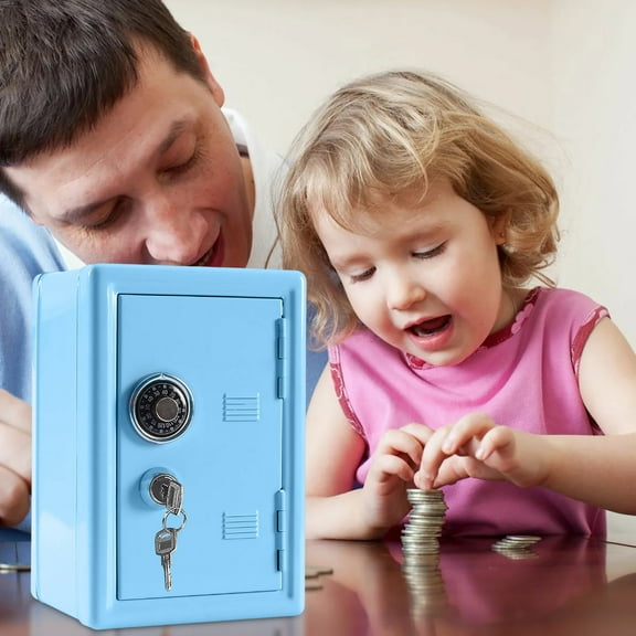 Cevemin Mini Metal Money Safe with Digit Combination Lock and Keys - Portable Cash Coin Bank for Home Office Use and Gift Giving