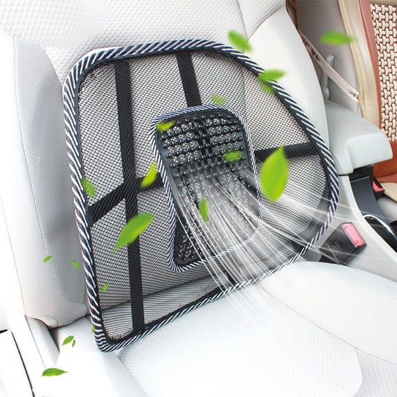 Cevemin Multi-Purpose Lumbar Support Cushion with Massage Beads - Ice Screen Breathable Elastic Back Support for Car Home Office Driving Fishing