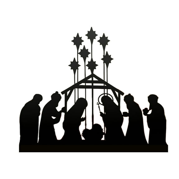 Cevemin Nativity Scene Desktop Ornament - Durable Iron & Wood Base Christmas Decoration, Religious Home Decor for Shelves/Tables/Windows