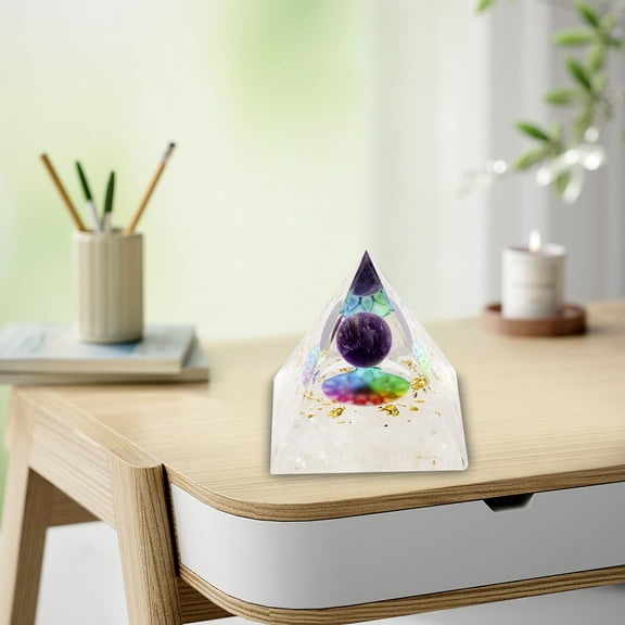 Cevemin Orgone Pyramid - Natural Crystal and Resin Energy Tower 1.97 Inch Triangular for Home Decor, Meditation, and Yoga Room Decoration