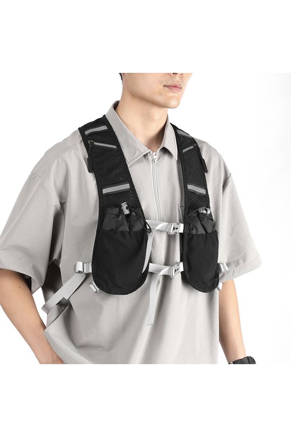 Outdoor Hydration Chest Bag - Nylon Mountaineering Vest Pack with Multiple Pockets for Cycling Hiking Trekking Sports Phone Storage