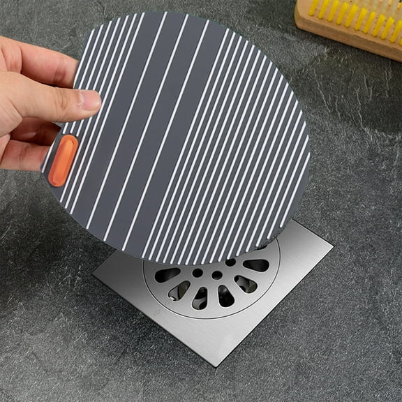 Cevemin PVC Floor Drain Odor Resistant Cover - Odor and Insect Resistant Sealing Cover for Bathroom Drains, Home Use, 5.91 x 5.37 x 0.79 Inches, Blue Gray Dark Gray