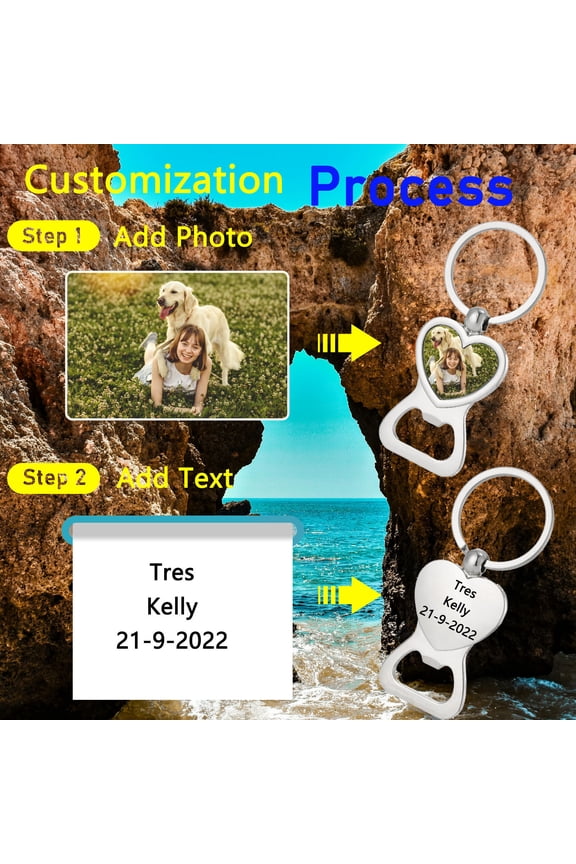 Personalized Stainless Steel Keychain with Custom Photo - Double-Sided Engraved Picture Key Chain for Men Gifts, Holidays and Special Occasions