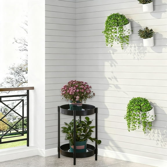 Cevemin Plastic Plant Stand Indoor Balcony Flower Stand Floor Multi-layer High Strength Plant Pot Rack for Pothos Spider Plants