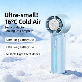 Cevemin Portable Handheld Semiconductor Fan - 16°C Cold Air with Ice Ceramic, 3 Speed & RGB Lights, Rechargeable USB Mini Fan for Travel, Commute, Office