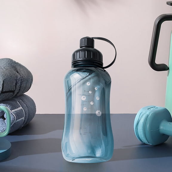 Cevemin Portable Shatterproof Sports Water Bottle - 1.5L Large Capacity BPA-Free Plastic Water Cup with Scale and Two Openings for Sports Outdoor Activities