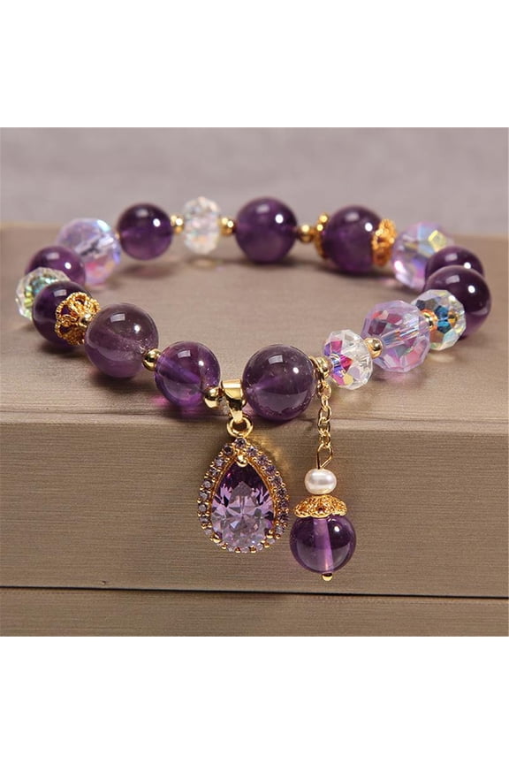 Purple Plastic Bracelet for Women - Retro Style Alternating Colors May Help Reduce Anxiety Gift for Valentine's Day Christmas Birthday