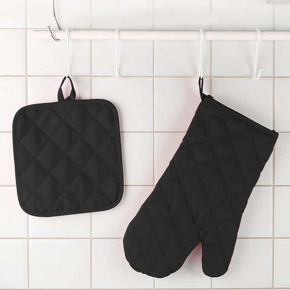 Cevemin Quilted Oven Mitts and Pot Holders Set - Heat Counteractive Kitchen Gloves and Potholders for Cooking Baking Grilling
