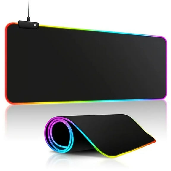 Cevemin RGB Gaming Mouse Pad - LED Illuminated Mouse Mat with 10 Lighting Modes, 31.5 x 11.8 Inches, for Computer Gaming Enthusiasts