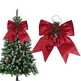 thumbnail image 1 of Cevemin Red Christmas Wreath Bow - Pre-Tied Polyester Bow for Christmas Tree, Door & Outdoor Holiday Decorations (29x24cm) - Festive Winter Decor, Fall Boxing Day Garland Accessories, 1 of 6