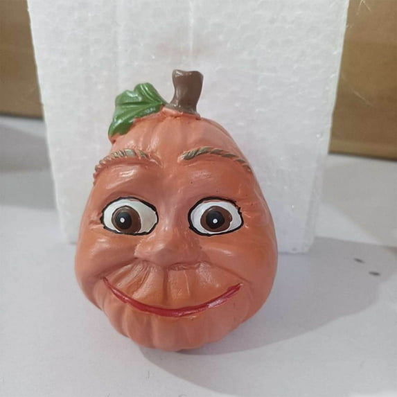 Cevemin Resin Pumpkin Decoration with Weighted Base and Facial Expressions - 4.33 x 3.94 Inches Halloween Yard Decor for Home Party Supplies