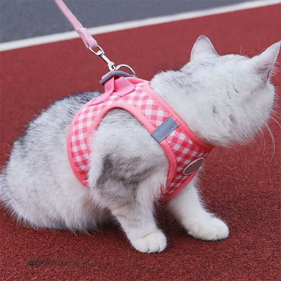 Cevemin Sleeveless Style Pet Leash - Reflective Breathable Mesh Dog and Cat Harness Vest with Five-Point Safety Regular for Outdoor Walking