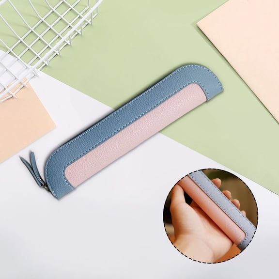 Cevemin Small Portable Pen Pouch - Compact PU Leather Pencil Case for Pens Stylus Storage, Protective Organizer for Office Travel Daily Use