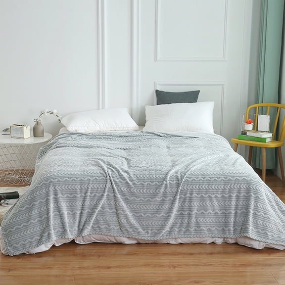 Cevemin Soft and Thick Double Layer Raschel Blanket - Striped Polyester Fleece Throw for Bed, Sofa, and Winter Warmth in Various Colors