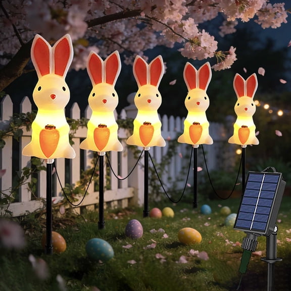 Cevemin Solar Powered Easter Bunny LED Ground Light - Decorative Multicolor Solar Light for Garden Courtyard Lawn Easter Holiday Spring Outdoor Decor