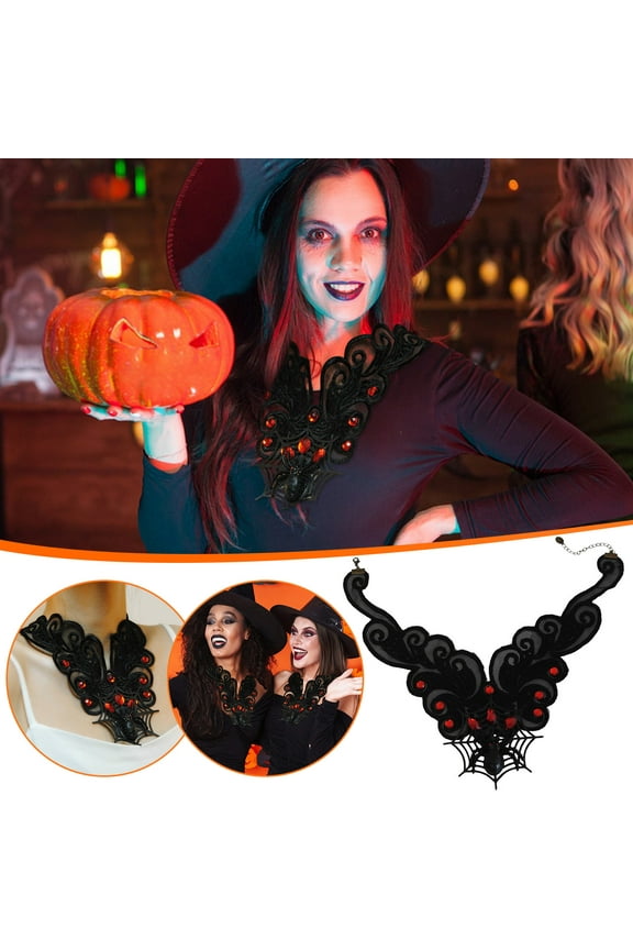 Spiderweb Halloween Necklace for Women - Gothic Lace Collar Jewelry, Masquerade Party Costume Accessory, Elegant Black & Red Choker (Perfect Holiday Gift)